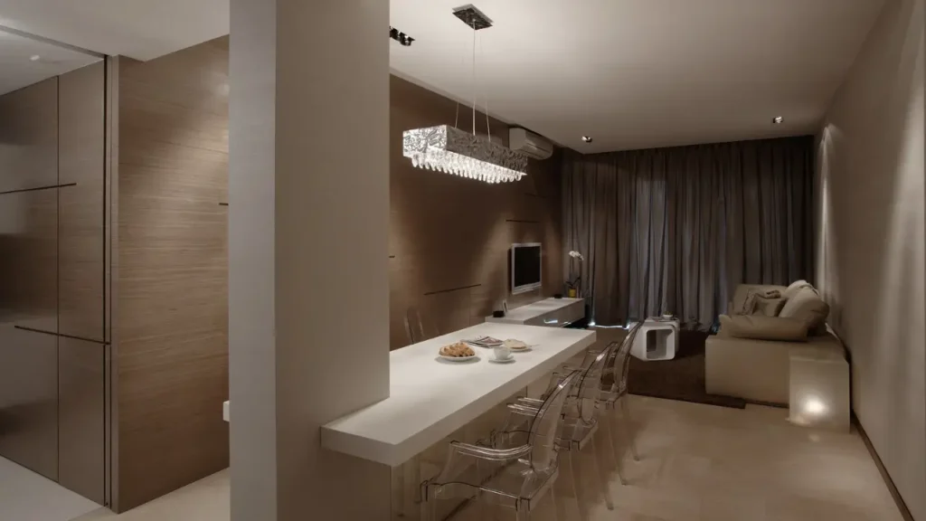 Elegant dining area designed for a modern condo interior design project.