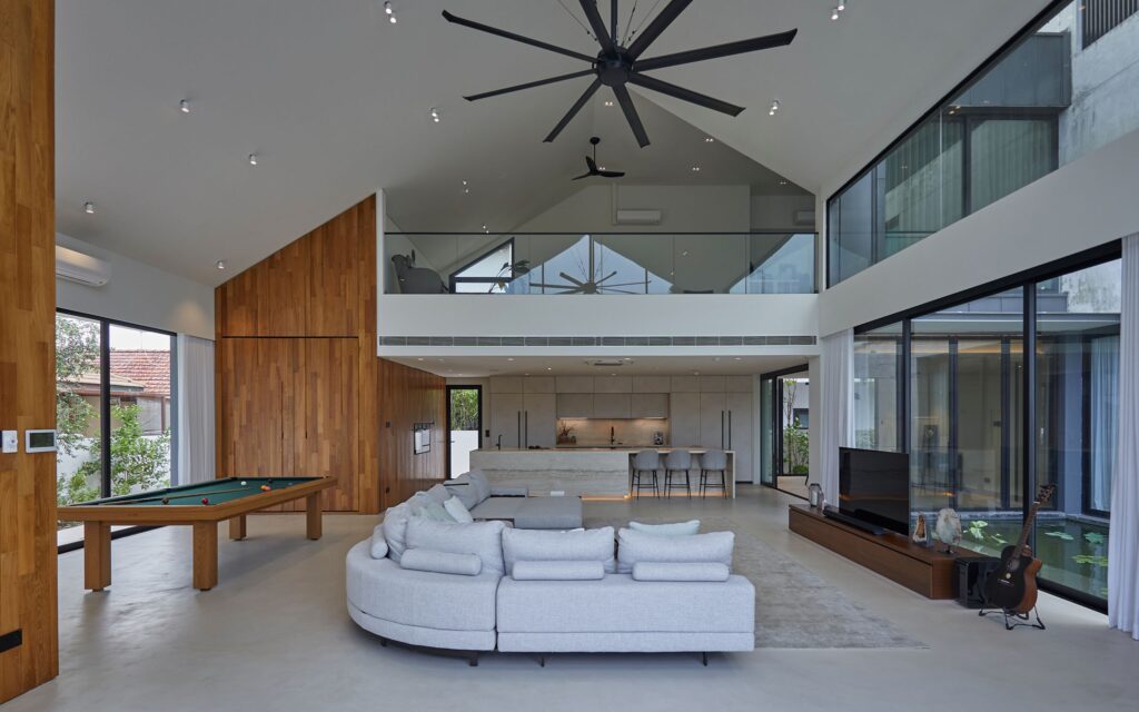 expansive luxury space with modern furniture
